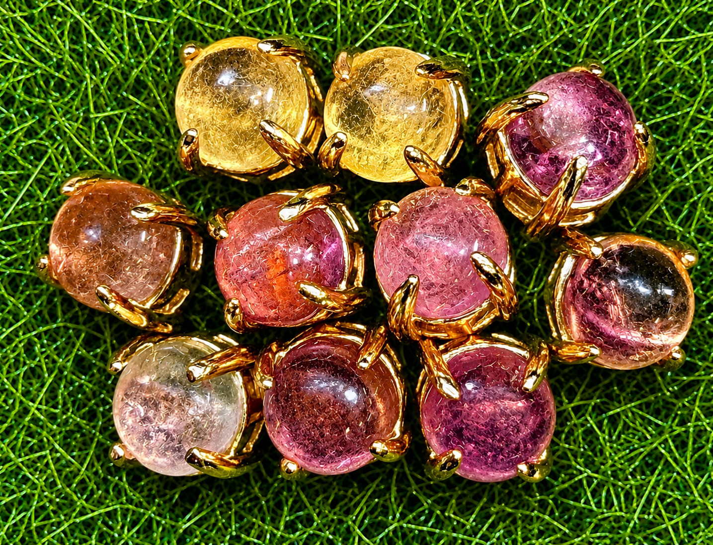 Wholesale 5 Pairs Natural Watermelon Earring Stud w Gold Filled 6mm Crystal