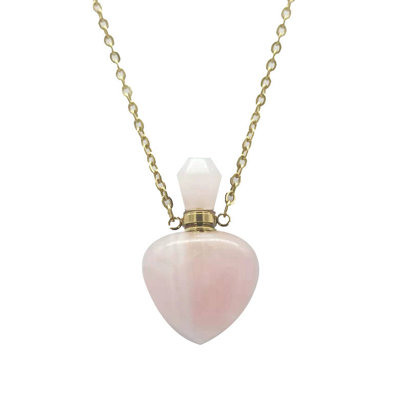Natural Quartz Gemstone Perfume Bottles Pendant Chakra Healing Crystal Necklace