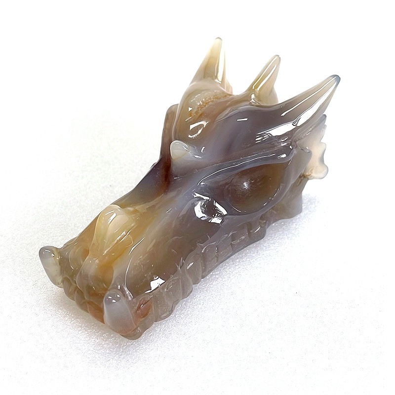 4.0” Natural Geode AGATE Carved Realistic – Dragon Skulls Gemstone & Crystal