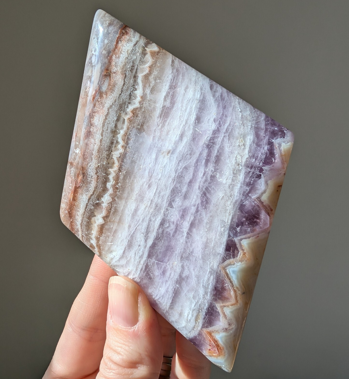Amethyst Agate Carving Diamond Rhombus Crystal Gemstone Chakra Mineral
