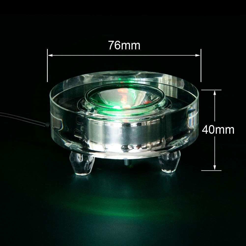Round Crystal LED Display Stand – Multi-Color Light for Sculptures and Glass Art