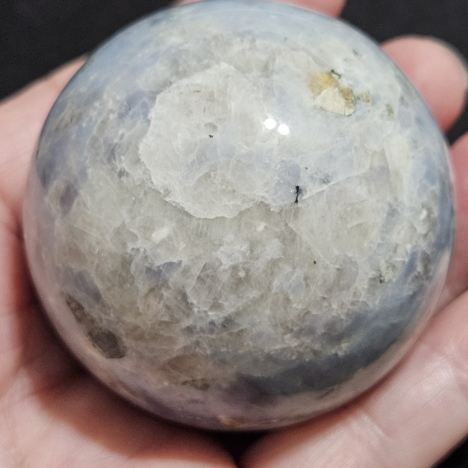 Natural Blue Calcite, Caribbean Calcite Crystal Mineral Sphere Crystal Ball 205g