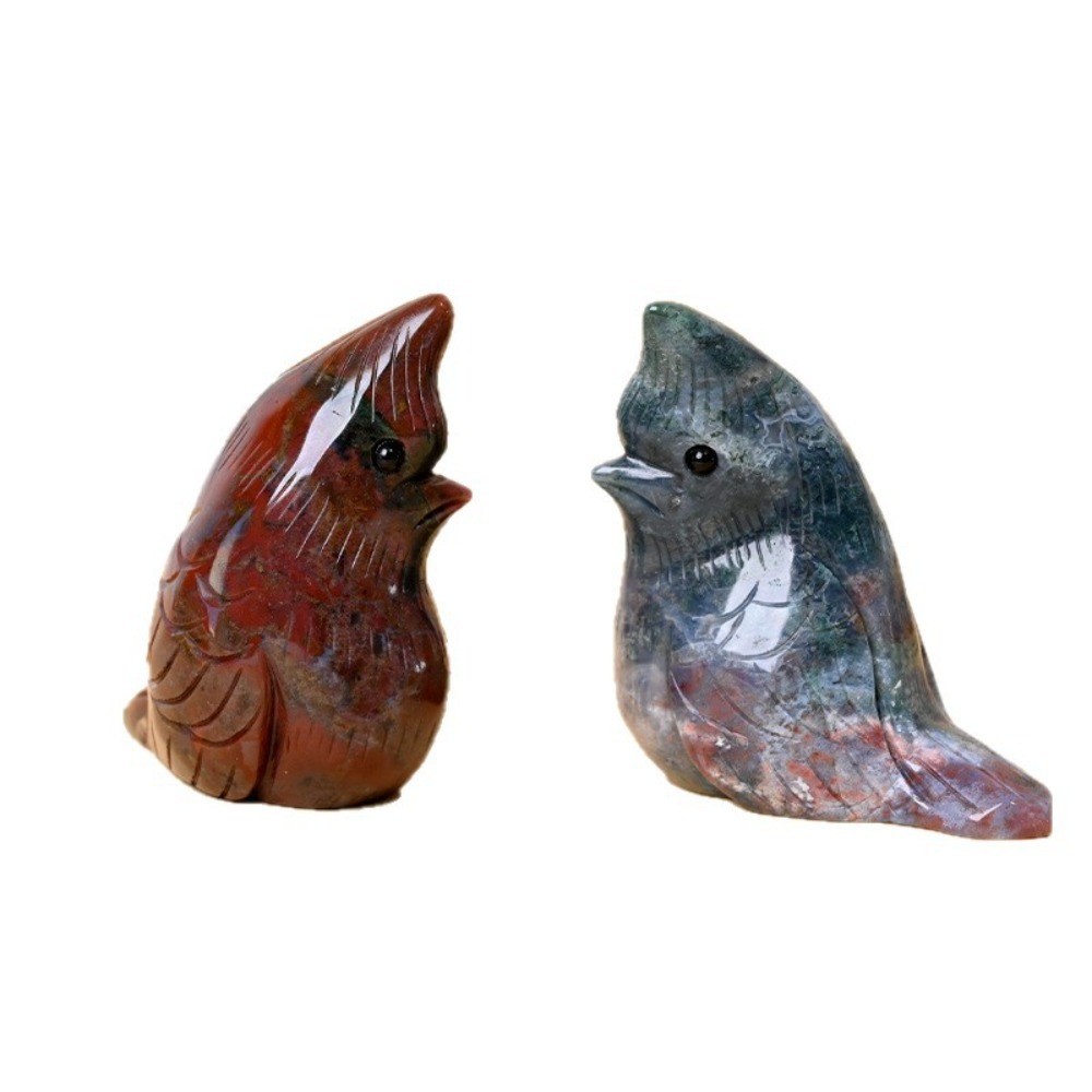 Natural Ocean Jasper Fat Bird Crystal Carving Statue Reiki Healing Stone 1pcs