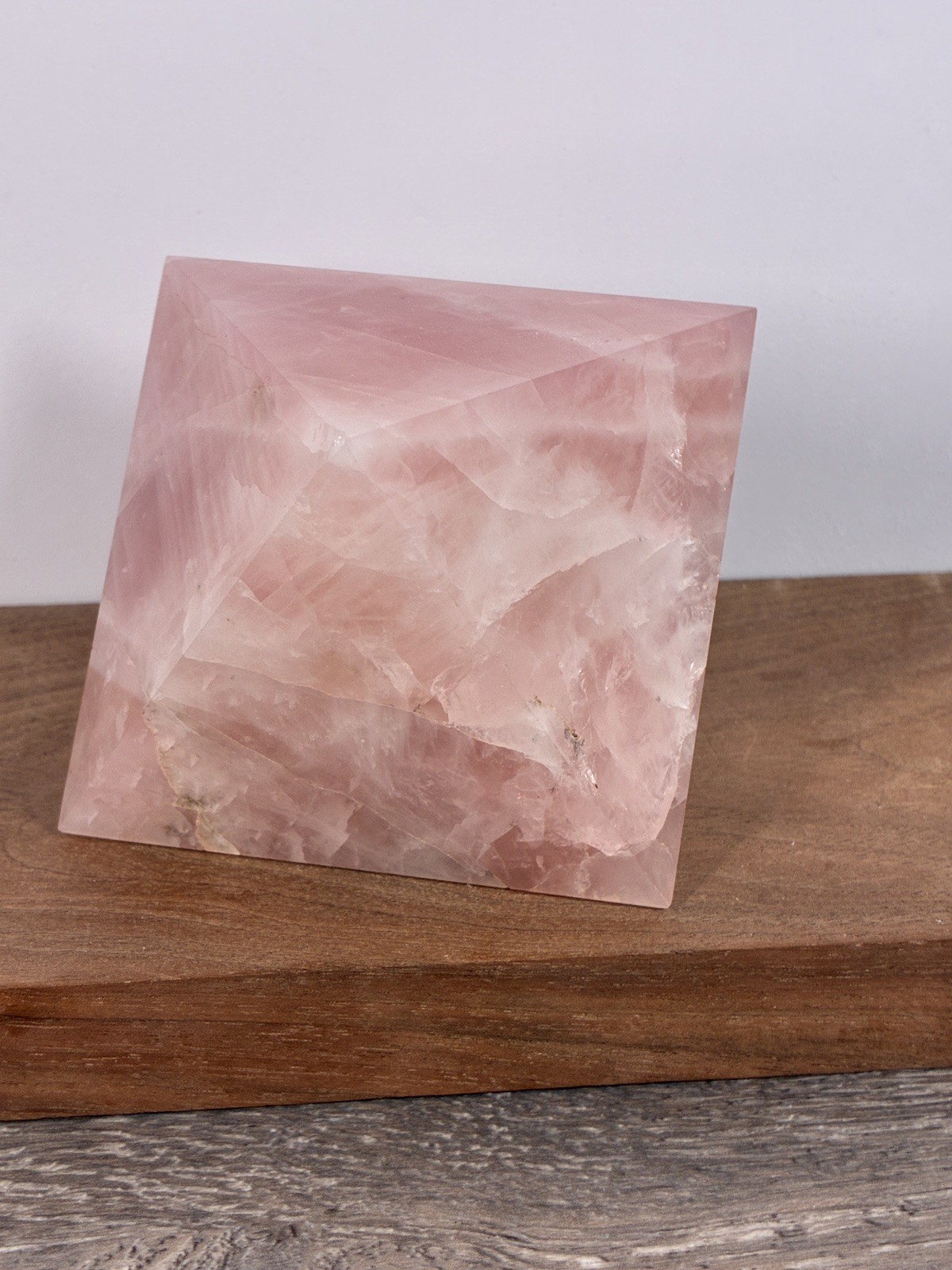 Large Rose Quartz crystal Freeform octahedron Pink 740g over 1.5 lbs