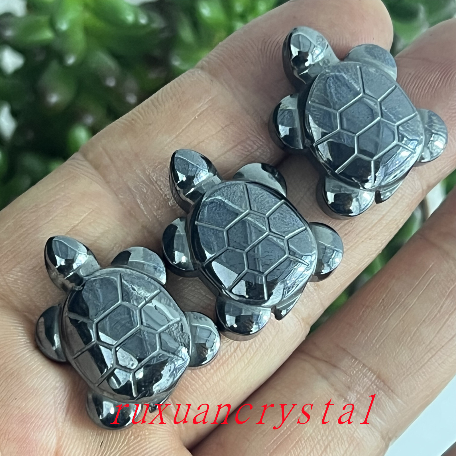 3pcs Natural Hematite Quartz Hand Carved tortoise skull Crystal Reiki healing