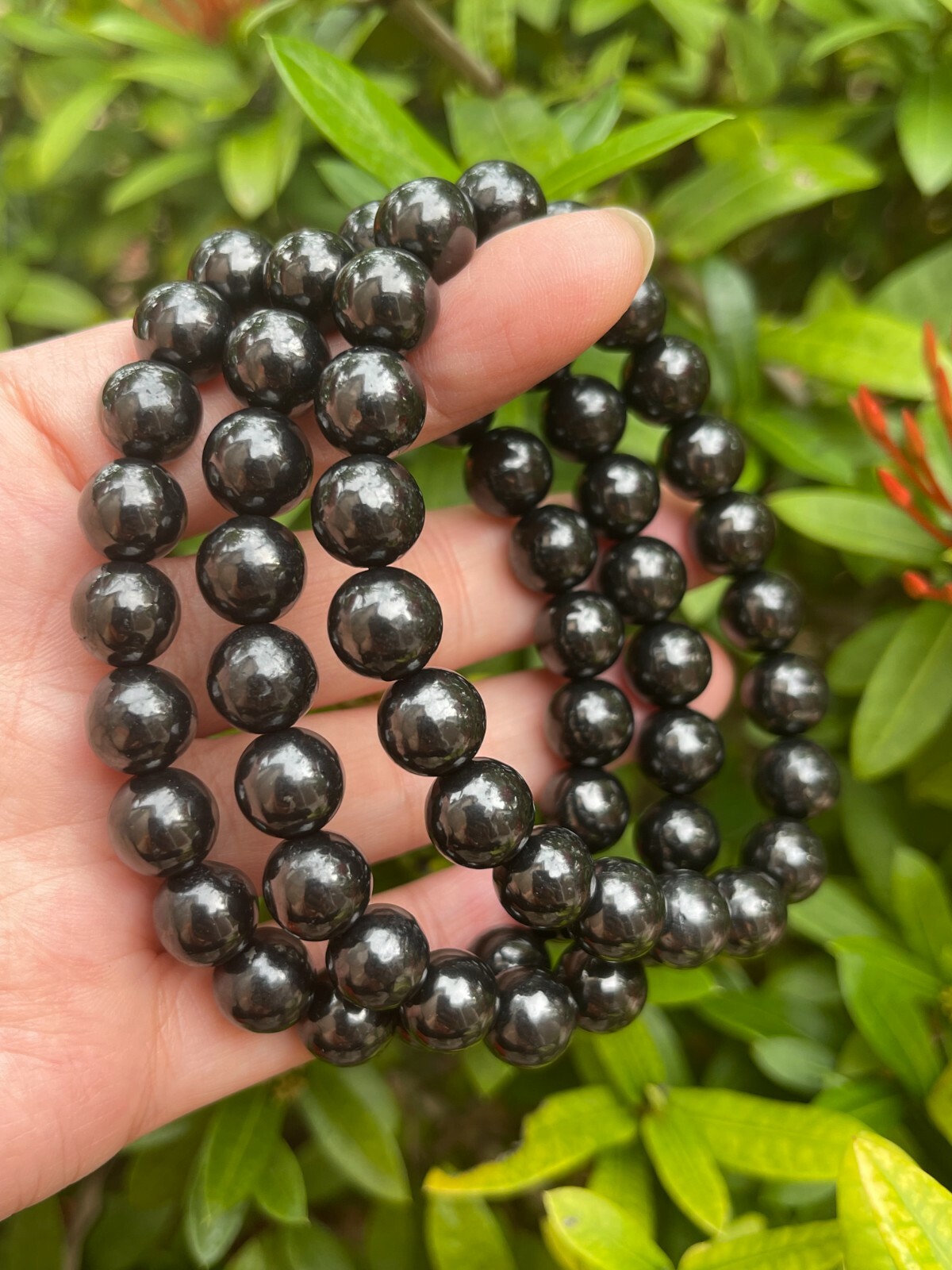 10mm Shungite Bracelet, Genuine Shungite Gemstone Beads,Radiation EMF Protection