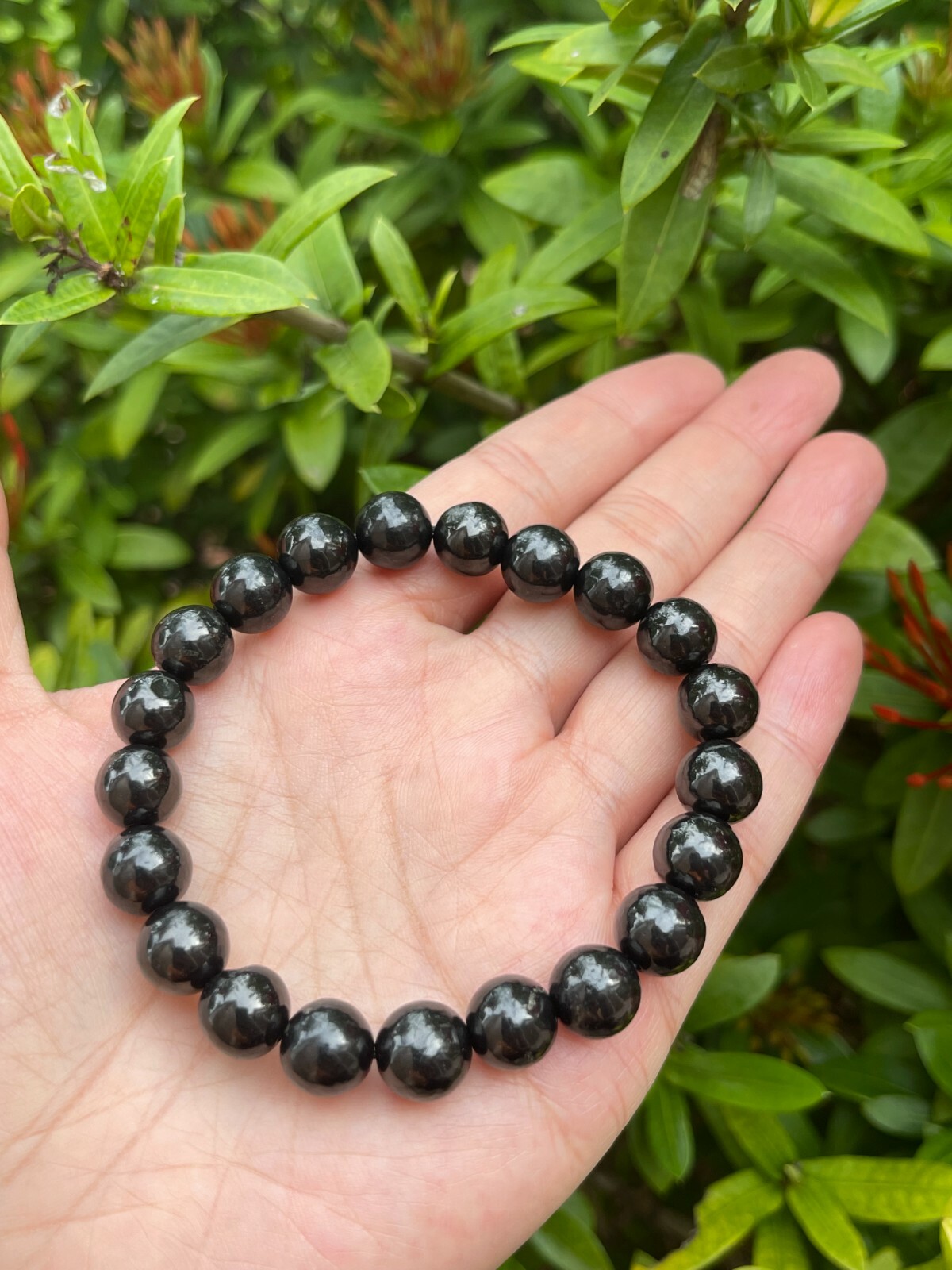 10mm Shungite Bracelet, Genuine Shungite Gemstone Beads,Radiation EMF Protection