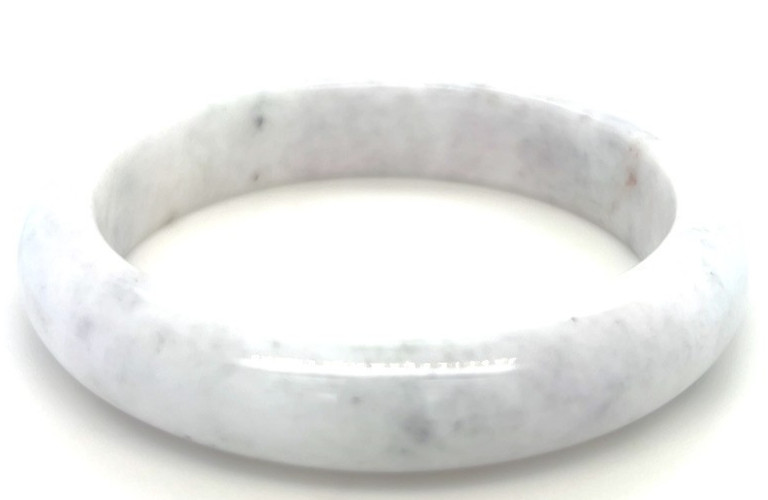 “Type A Burmese Jadeite Bangle White Half Moon 59mm”