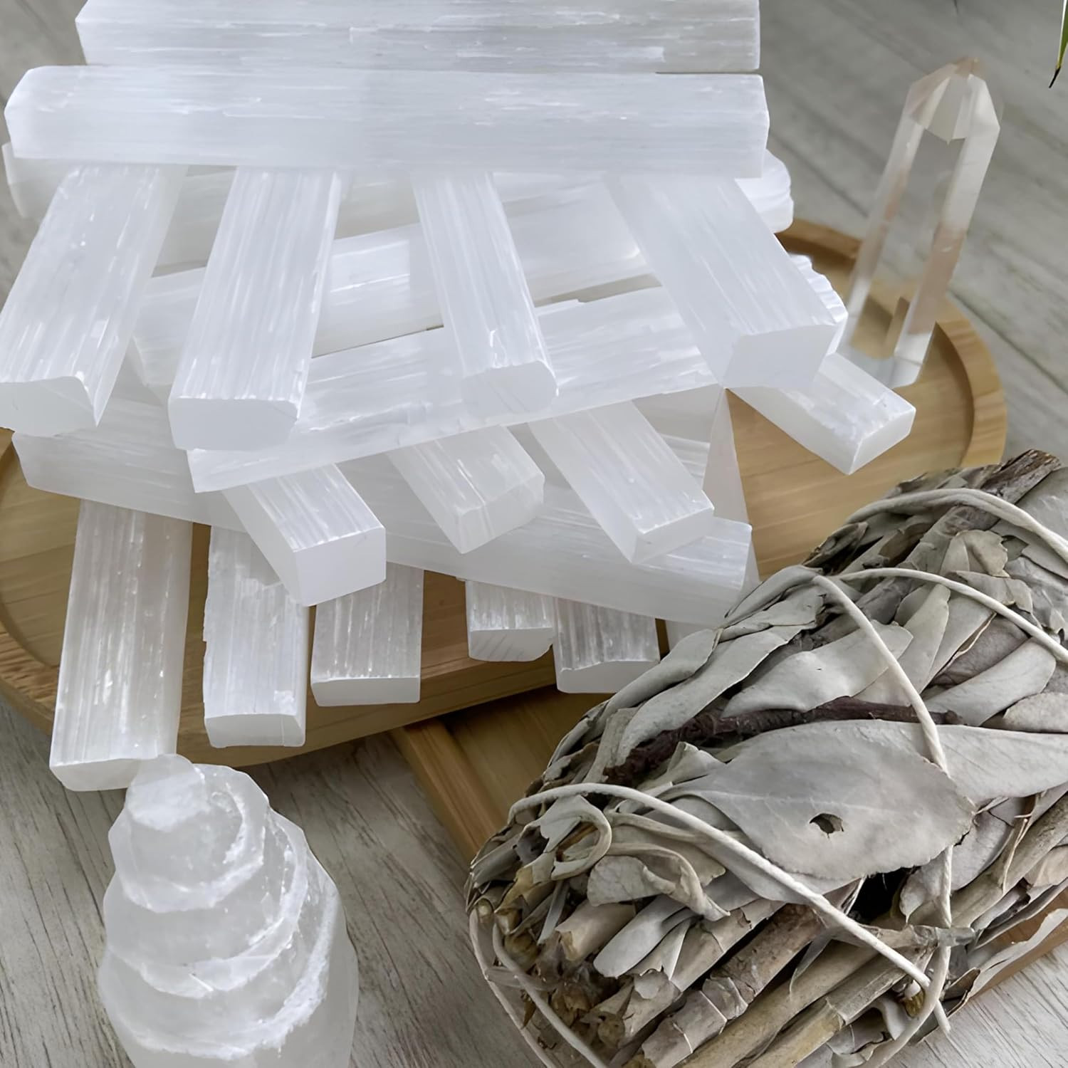 4 Selenite Crystal Wand | Variety Pack Selenite Sticks for Healing | Reiki & Met