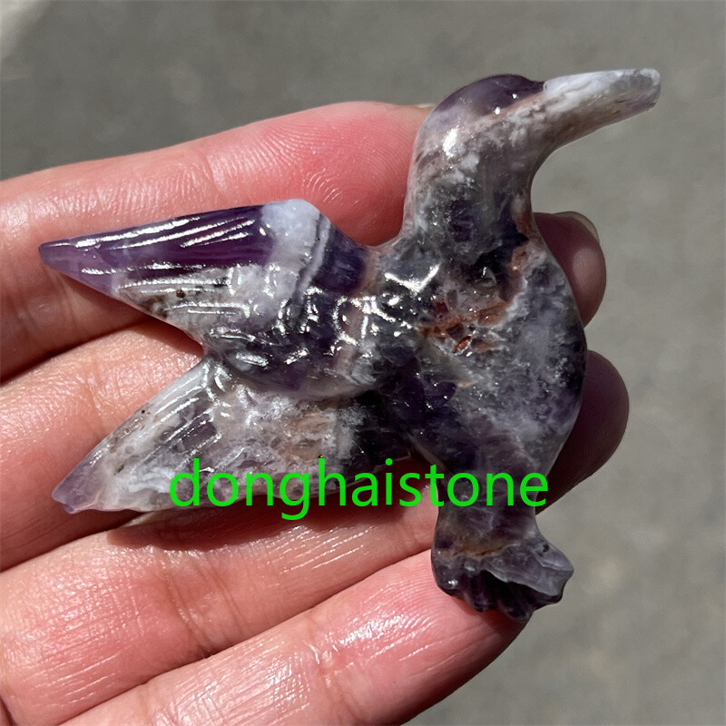 2.4″ Natural Dreamy Amethyst Phoenix bird Skull Quartz Crystal Skull Healing 1PC