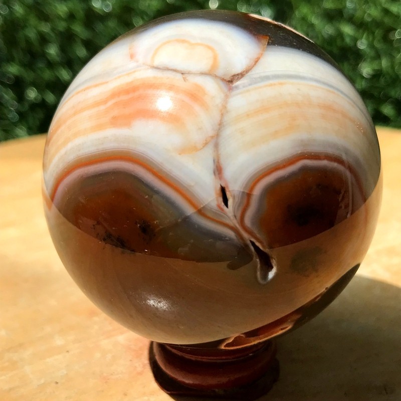 290G Natural Patterned Agate Ball Crystal Sphere Mineral Specimen Healing