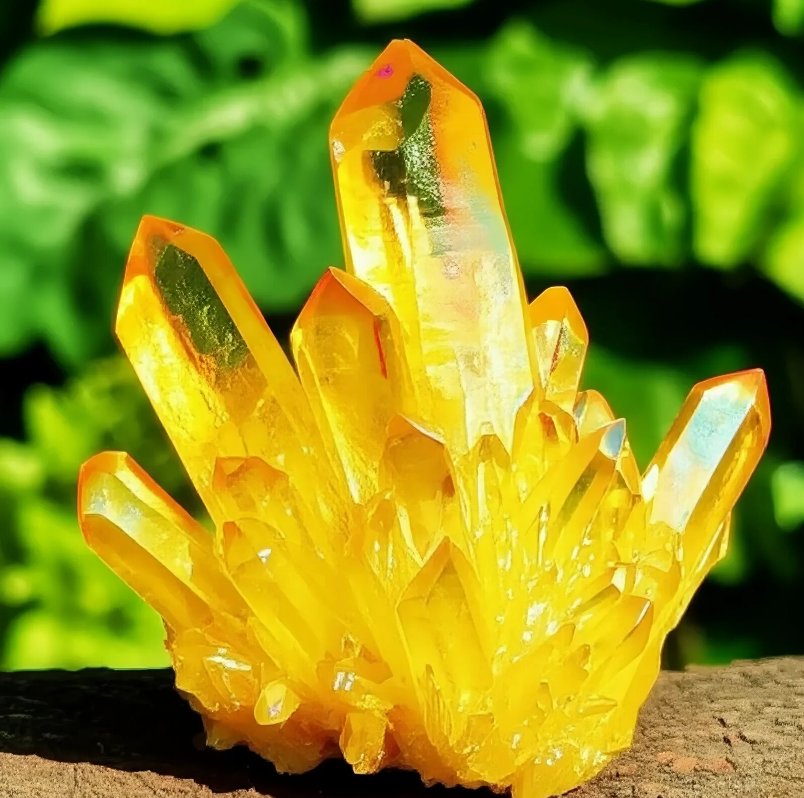 Natural Yellow Citrine Titanium Cluster Healing Crystal Mineral Specimen Decor