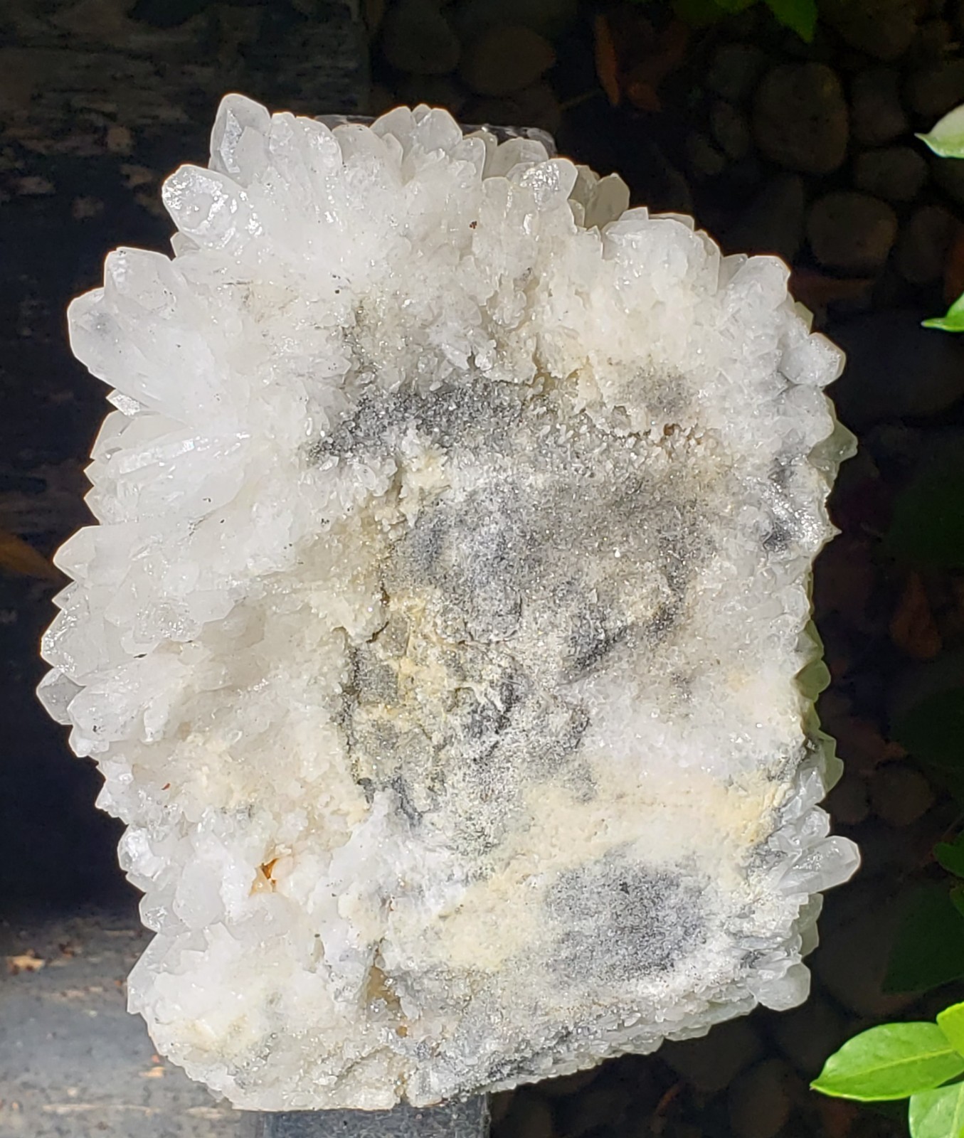Natural White Clear Quartz Crystal Cluster Rainbow Specimen on Matrix, 1042g