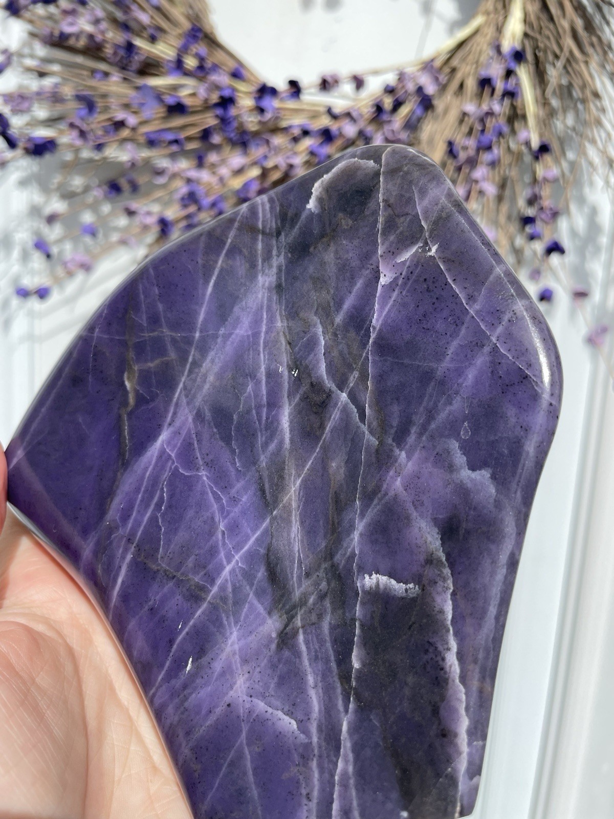 Deep Purple Morado Opal, hand carved and polished, 1806g, 3.98lbs, violet flame