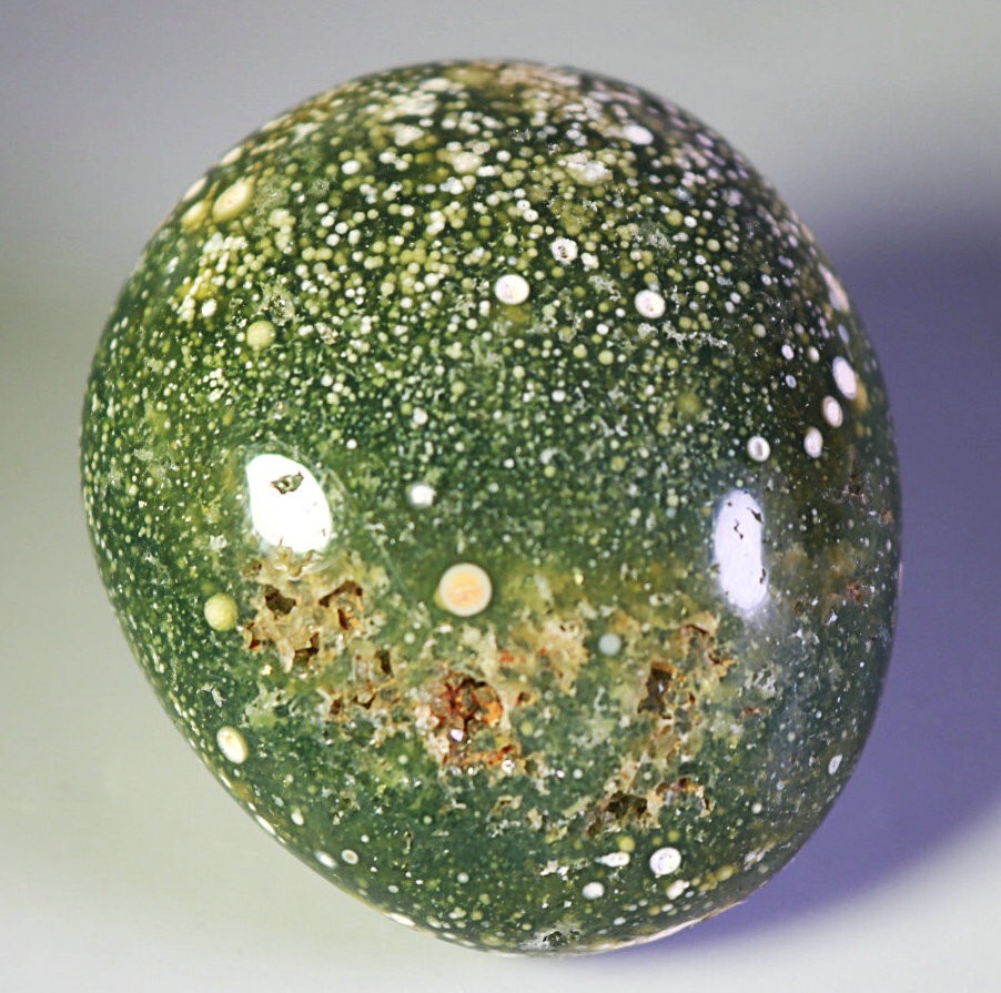 Natural Round Eye Ocean Jasper Agate Quartz Crystal Palm Stone Mineral Specimen