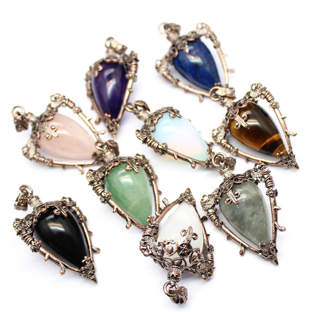 Waterdrop Chakra Pendulum Crystal for Dowsing Spiritual Divination Stone Pendant