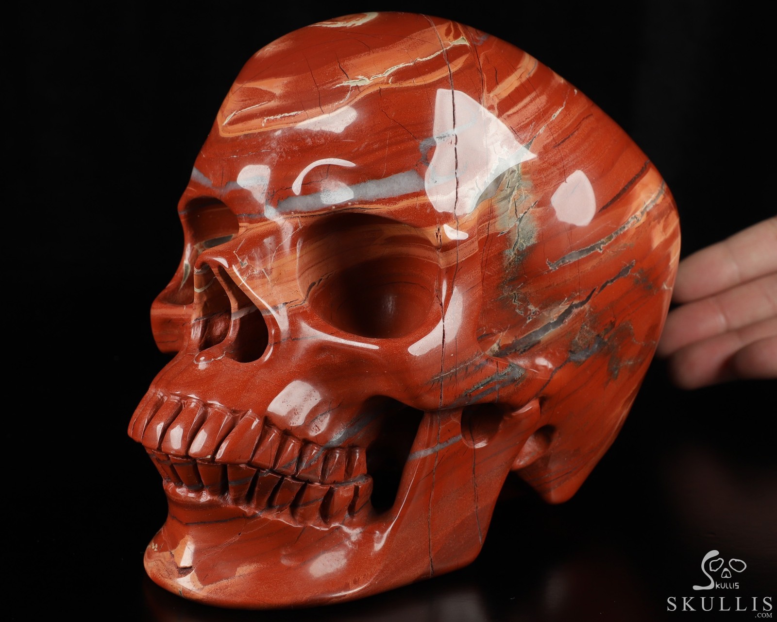Lifesized 7.0″ Red Jasper Carved Crystal Skull,Super Realistic, Crystal Healing