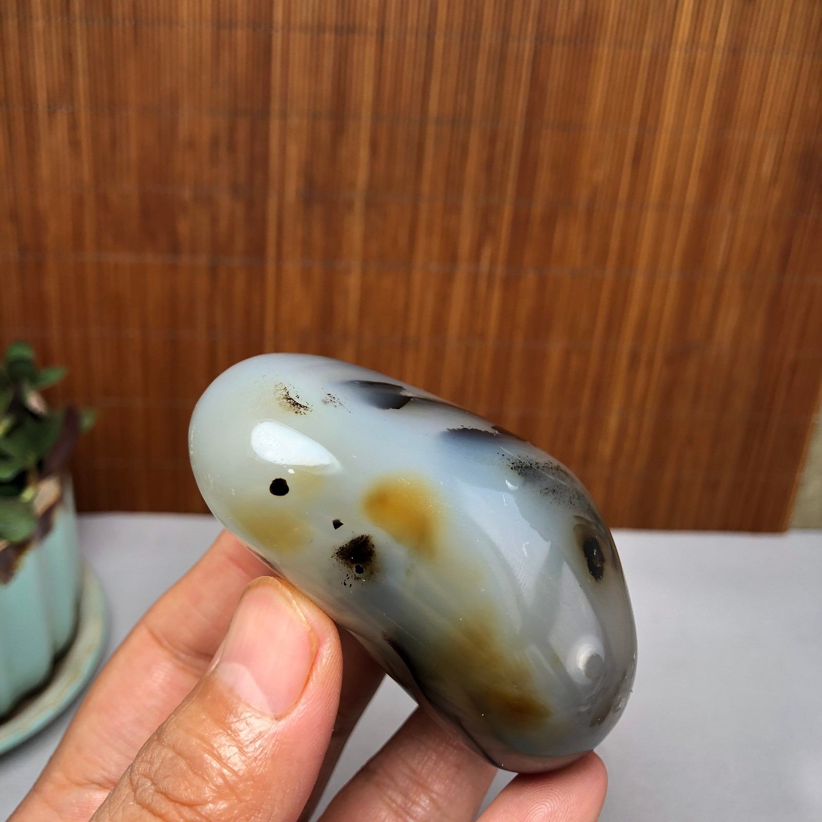 72mm Natural aquatic plants agate pretty Crystal specimens 167g A9995