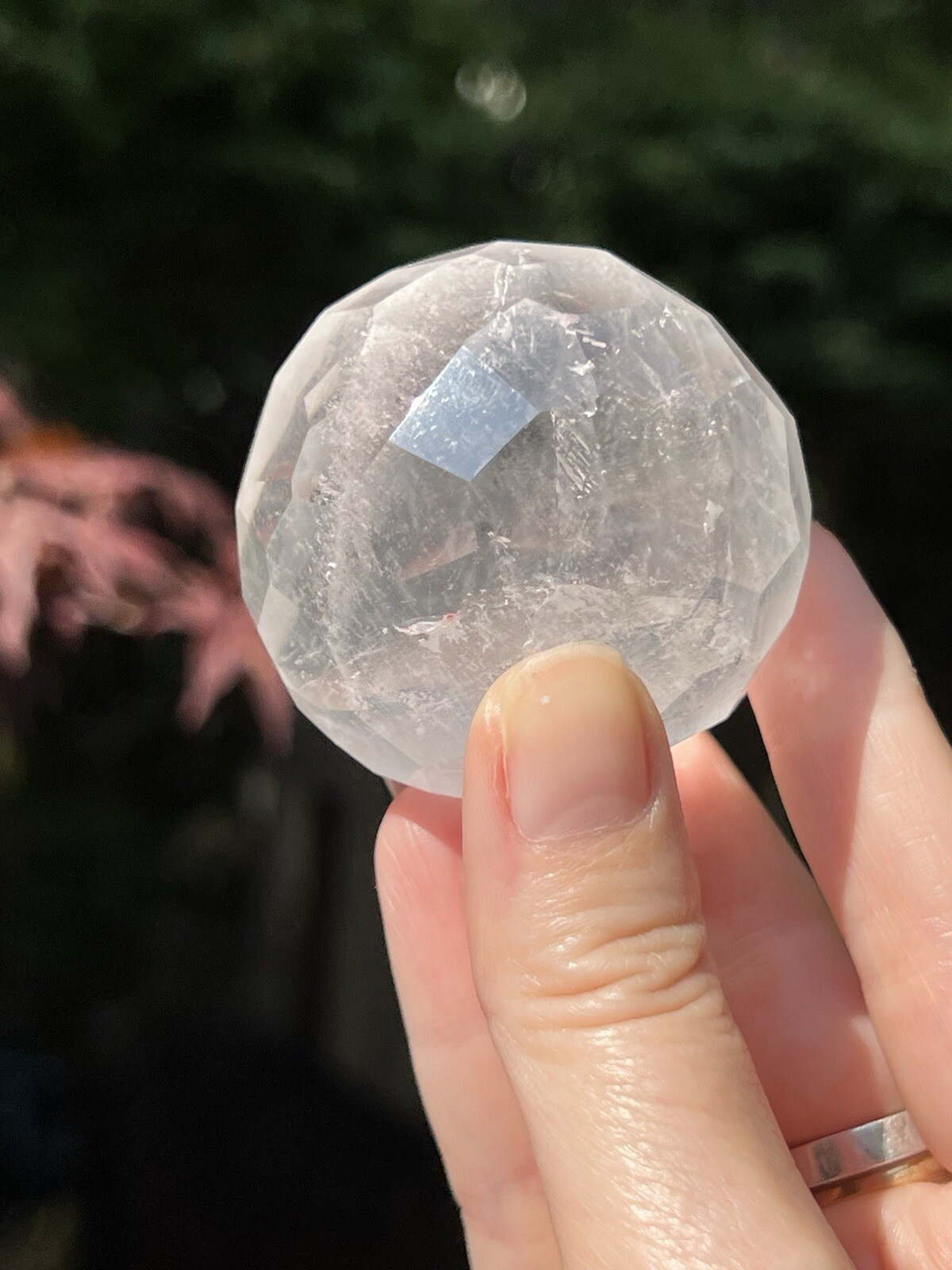 Clear Quartz Hand Faceted Large Crystal Ball AAA+ 50mm Diameter Standing R41/12