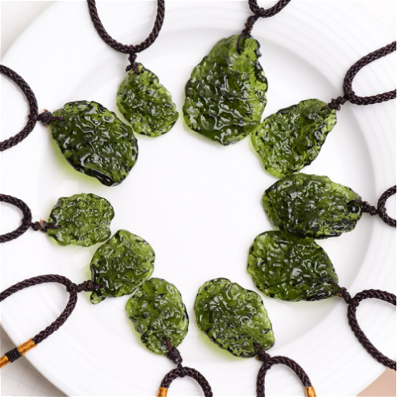 Natural Crystal Gem Moldavite Meteorite Glass Necklace Pendant Stone Green Xmas