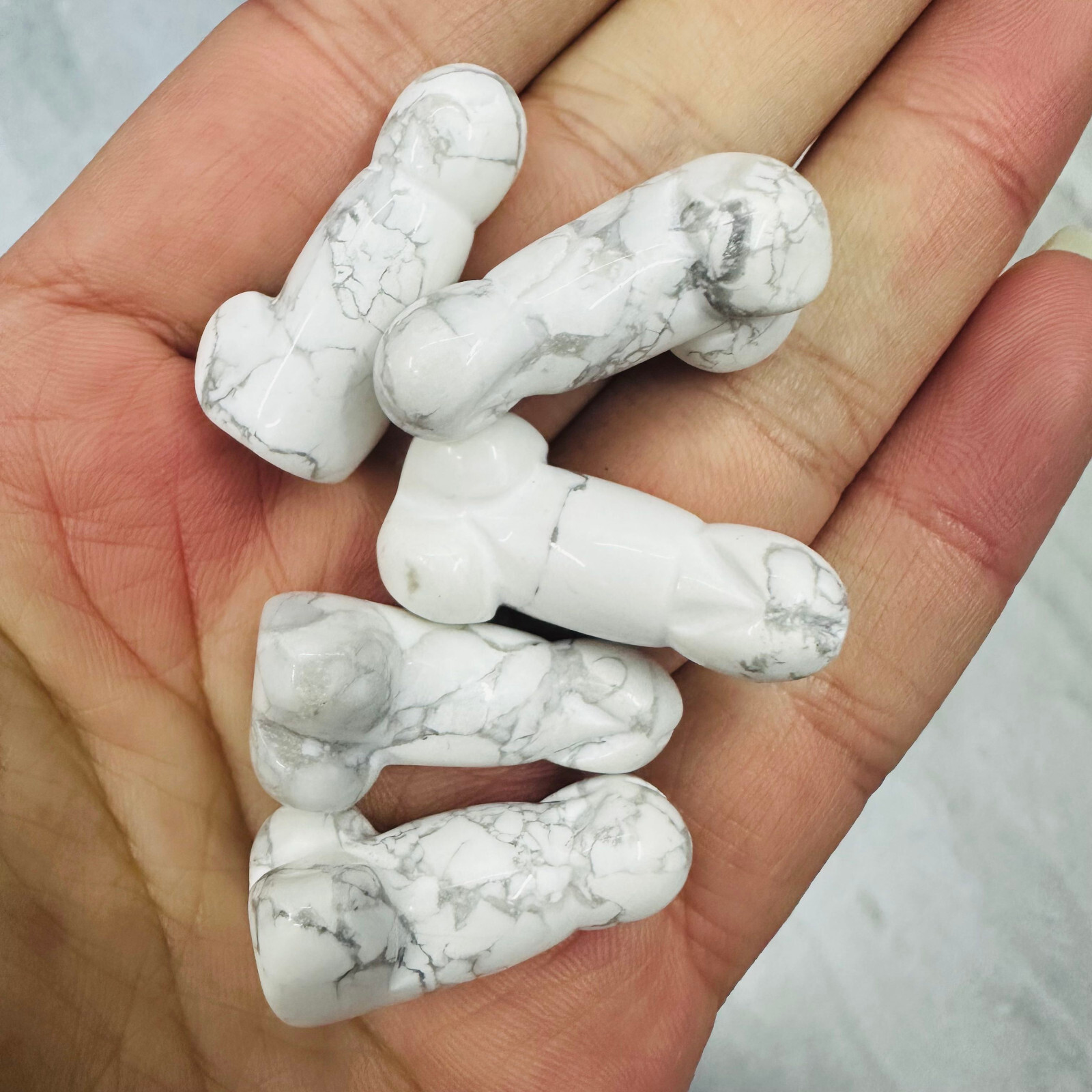 5PC Natural Howlite Carved Genitalia Quartz Crystal Energy Reiki Healing Gift