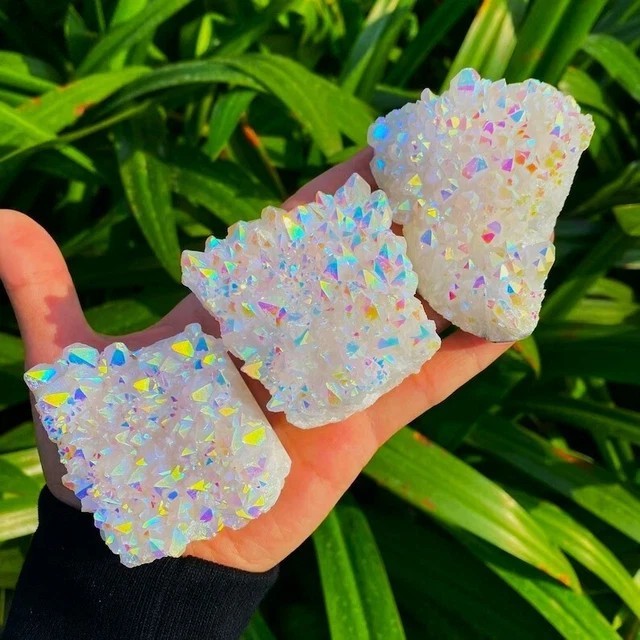 Natural Rainbow Quartz Cluster Angel Aura Quartz Crystal Cluster Home Decor