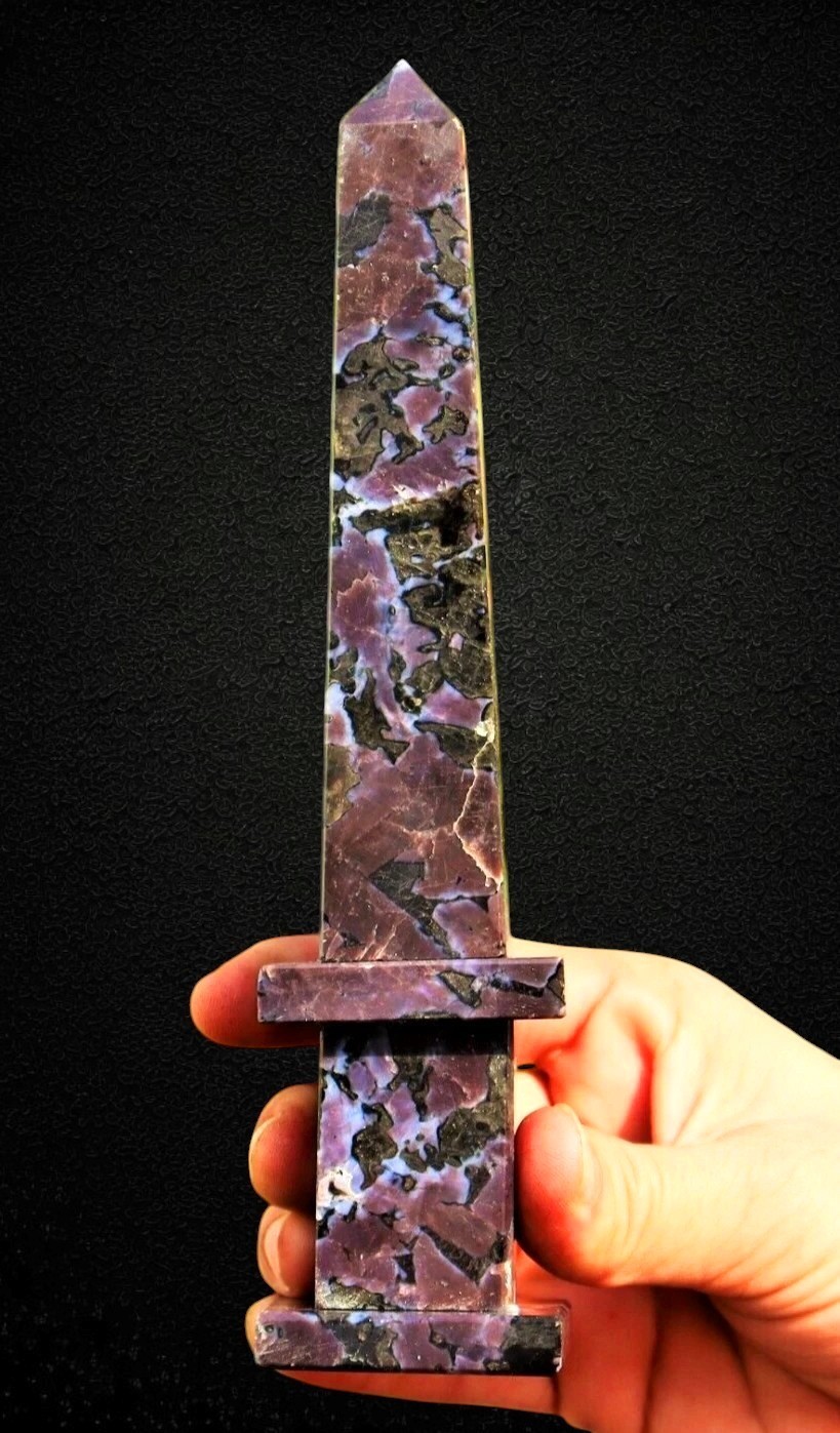 200MM Blue Indigo Gabbro Stone Merlinite Pietra Dura Grand Tour Obelisk Tower
