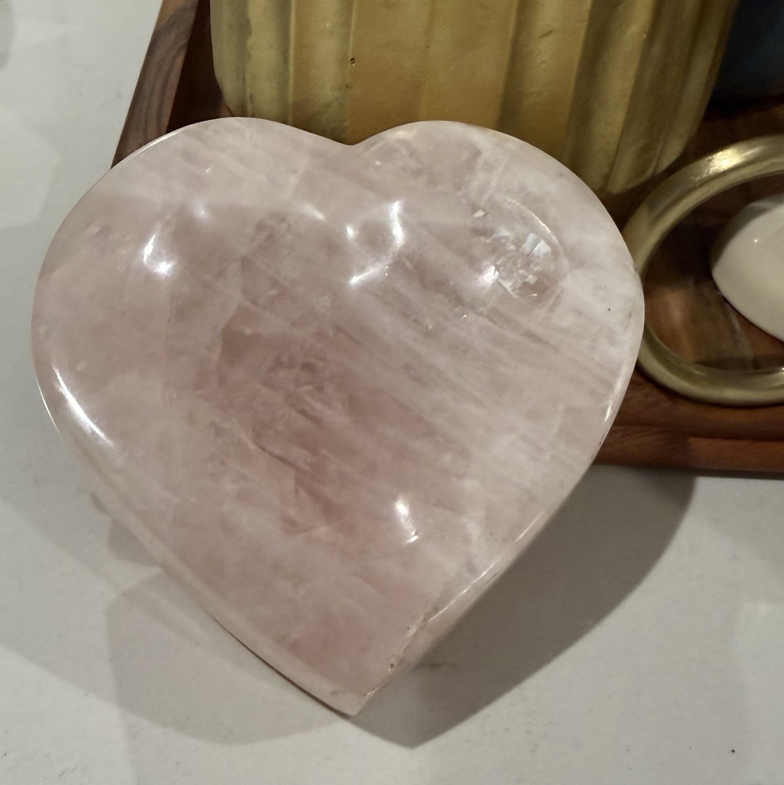 KCGS Rose Quartz Heart Bowl Pink Madagascar 750 Grams Trinket 1.10 Lbs Decor