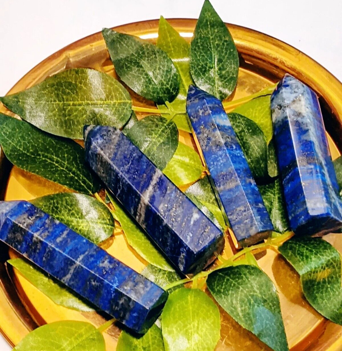 Natural Lapis Lazuli Healing Crystal Wand Obelisk Hexagonal Tower Point Ornament