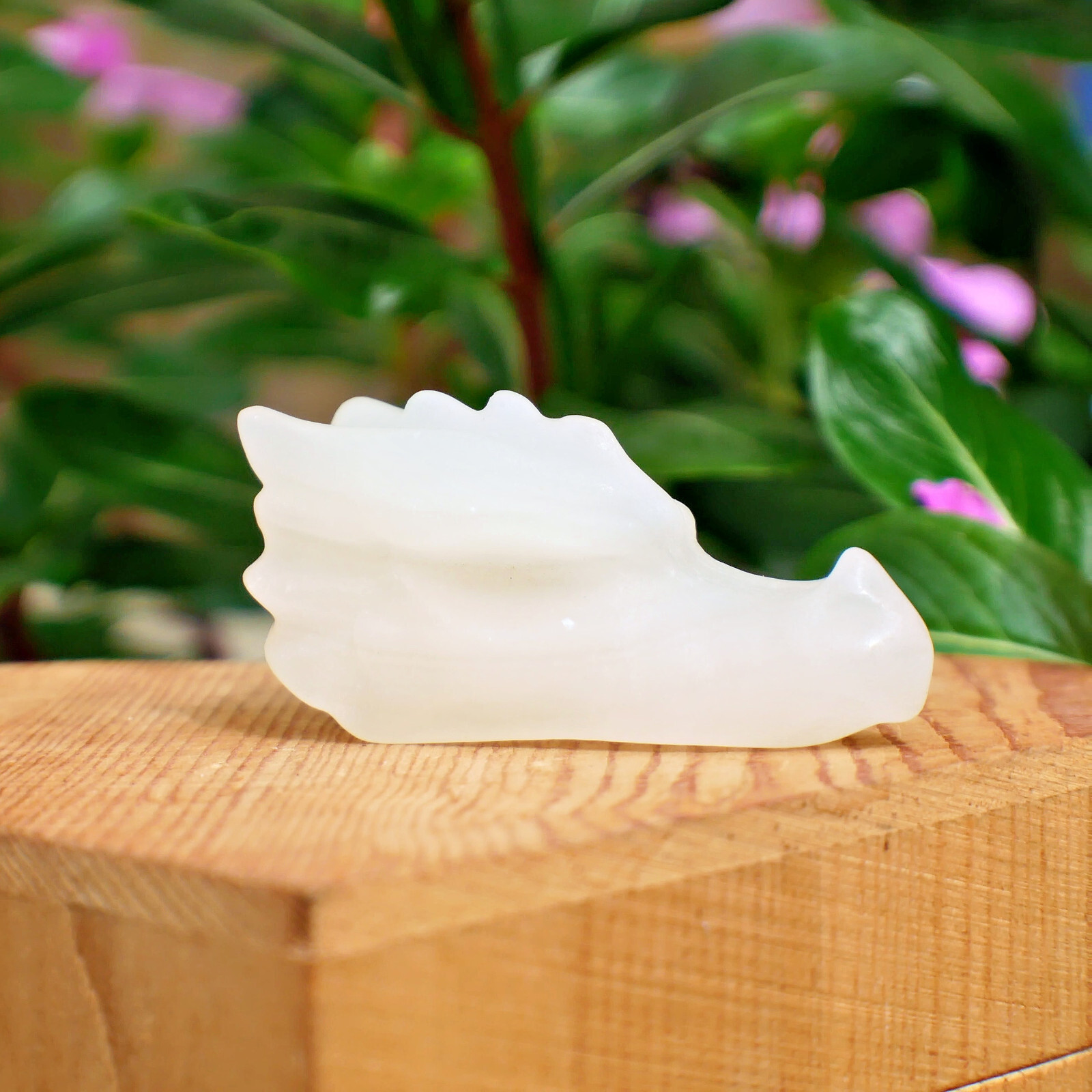 Natural White Jade Dragon Head Crystal Carving 2.2″ Healing Skull Statue Decor