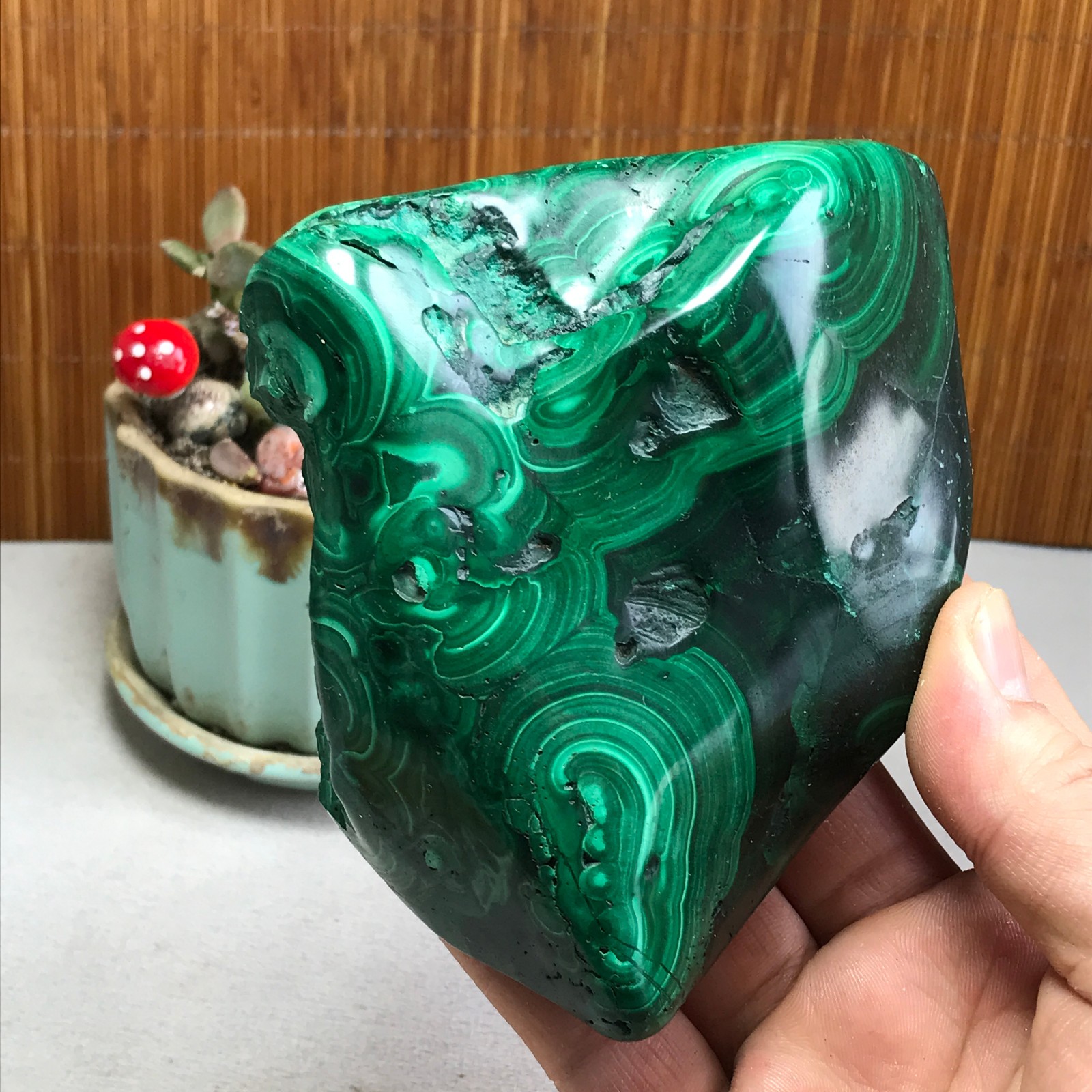 943g Natural Malachite Rough/Polish original mineral Crystal Specimen A4598