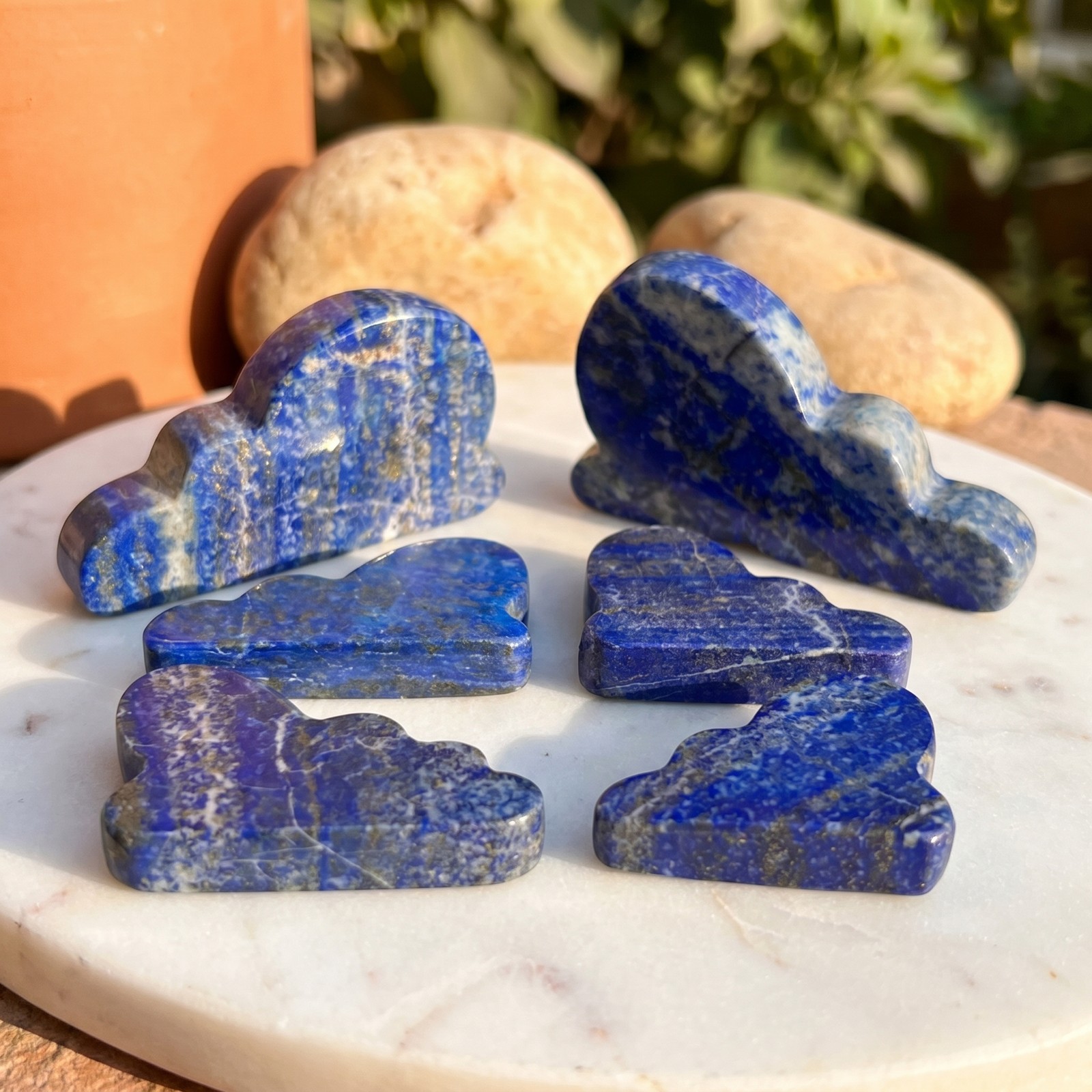 Lapis Lazuli Cloud Shape Carving (Mixed Sizes) Wholesale Gemstone Decor Supply