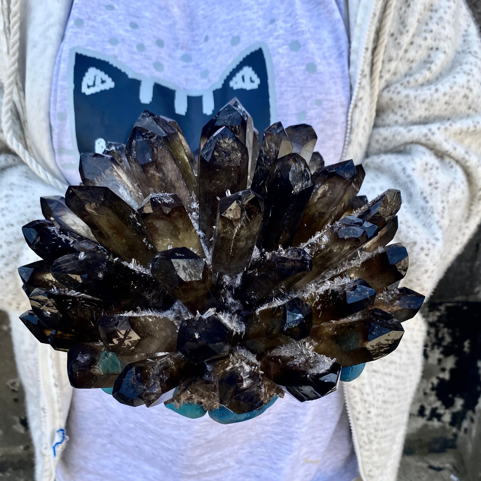 12G New Find black Phantom Quartz Crystal Cluster Mineral Specimen Healing