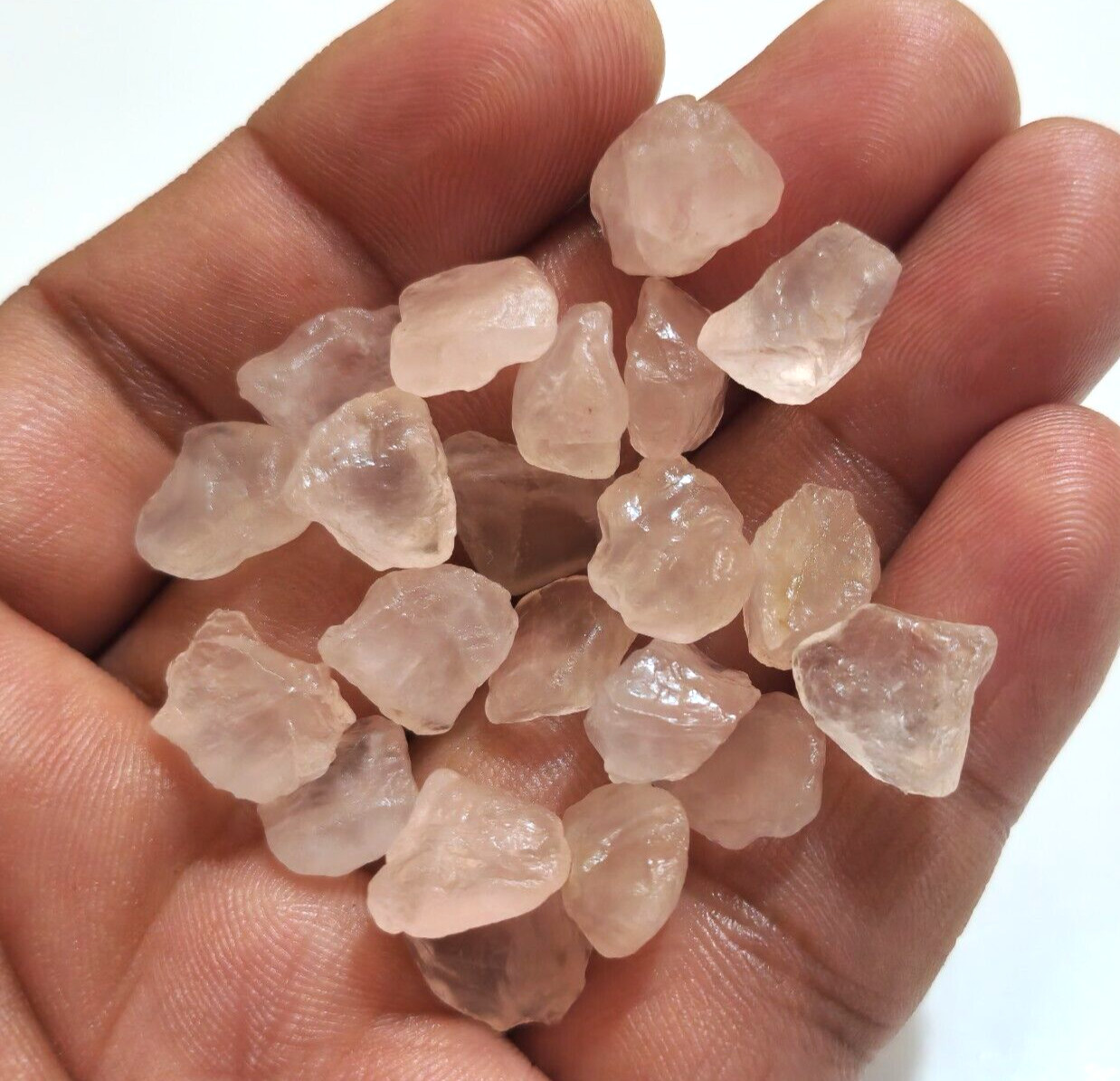 Excellent Pretty Rose Quartz Rough 21 Pcs Lot Size 11-13 MM Rare Loose Gemstone