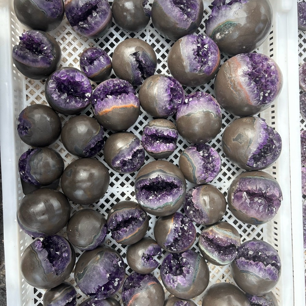 1pc Natural Amethyst crystal cave sphere Crystal gedoe ball decor healing 200g+