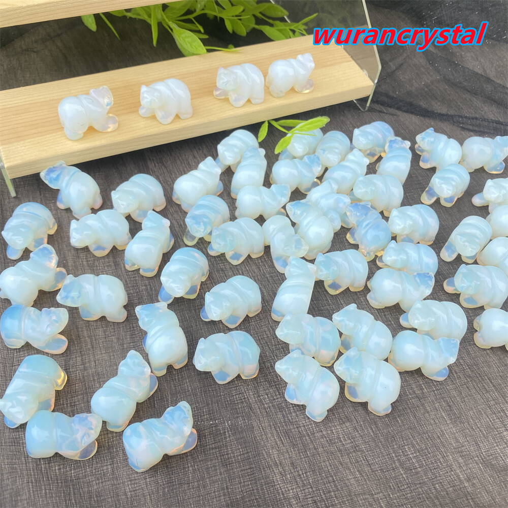 Carved Opalite Quartz crystal Animal Bears Mini Skull point Healing gifts 5pcs