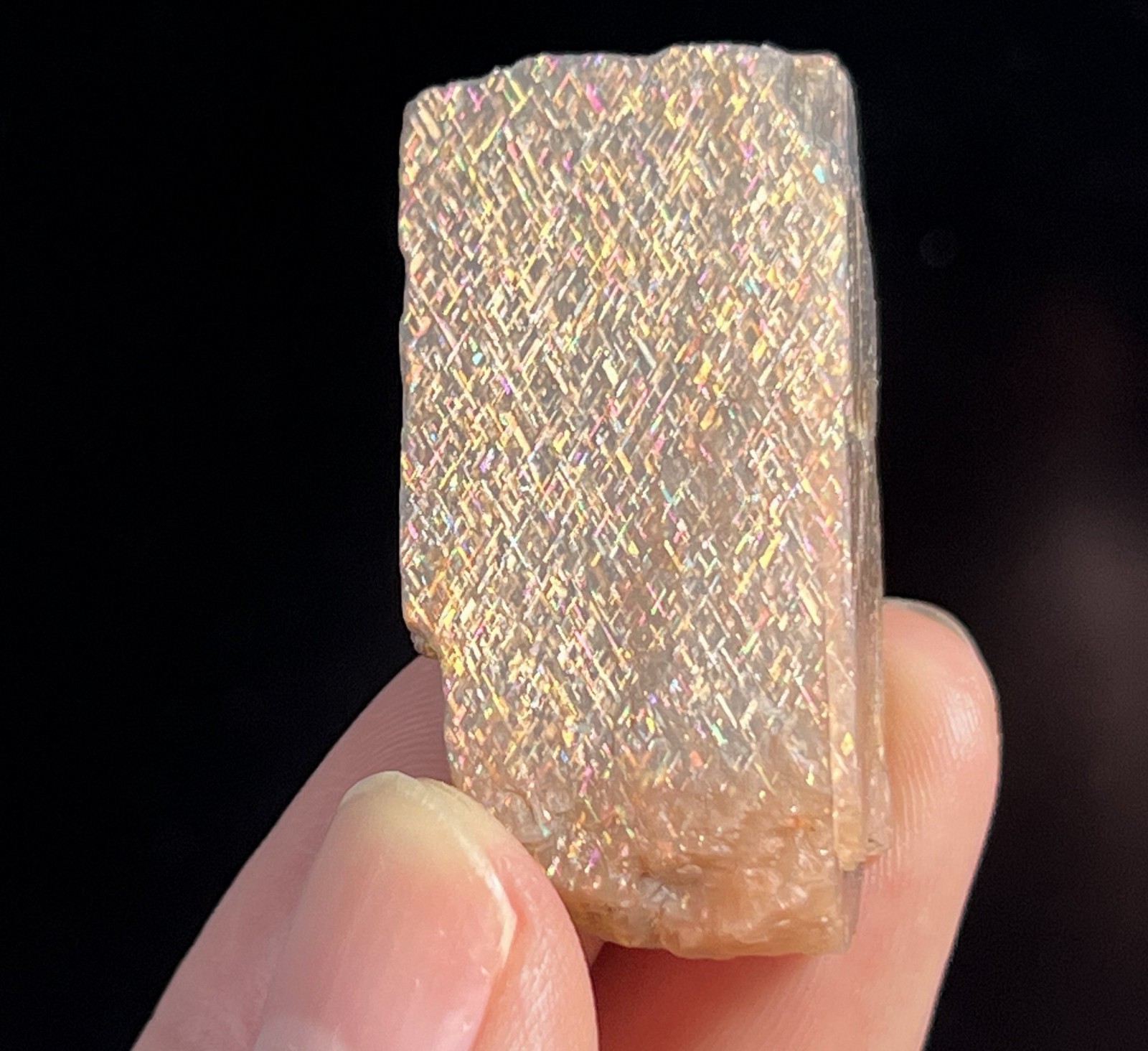78ct 37mm RAW Rainbow Lattice Sunstone, both sides beautiful
