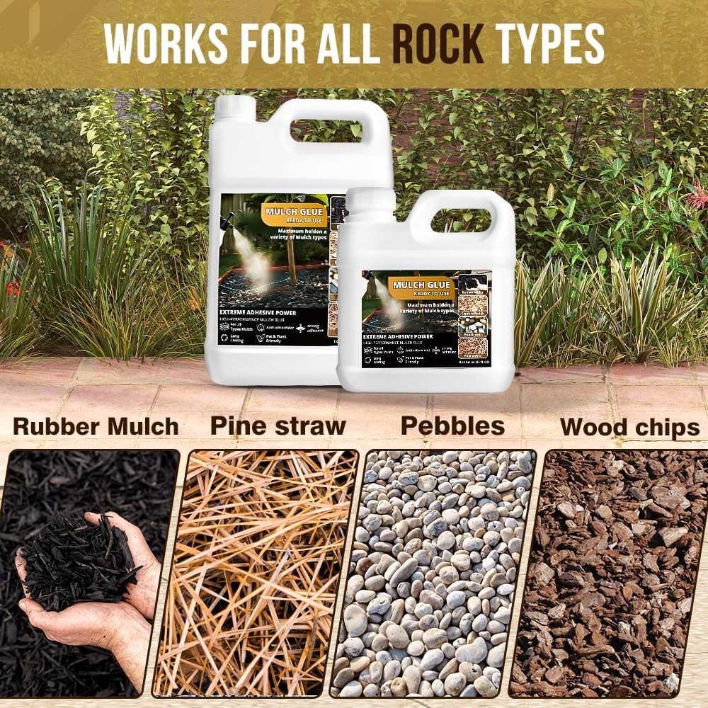 Non-Toxic Mulch Glue & Landscape Binder for Gravel, Wood Chips, Paths & Patios (