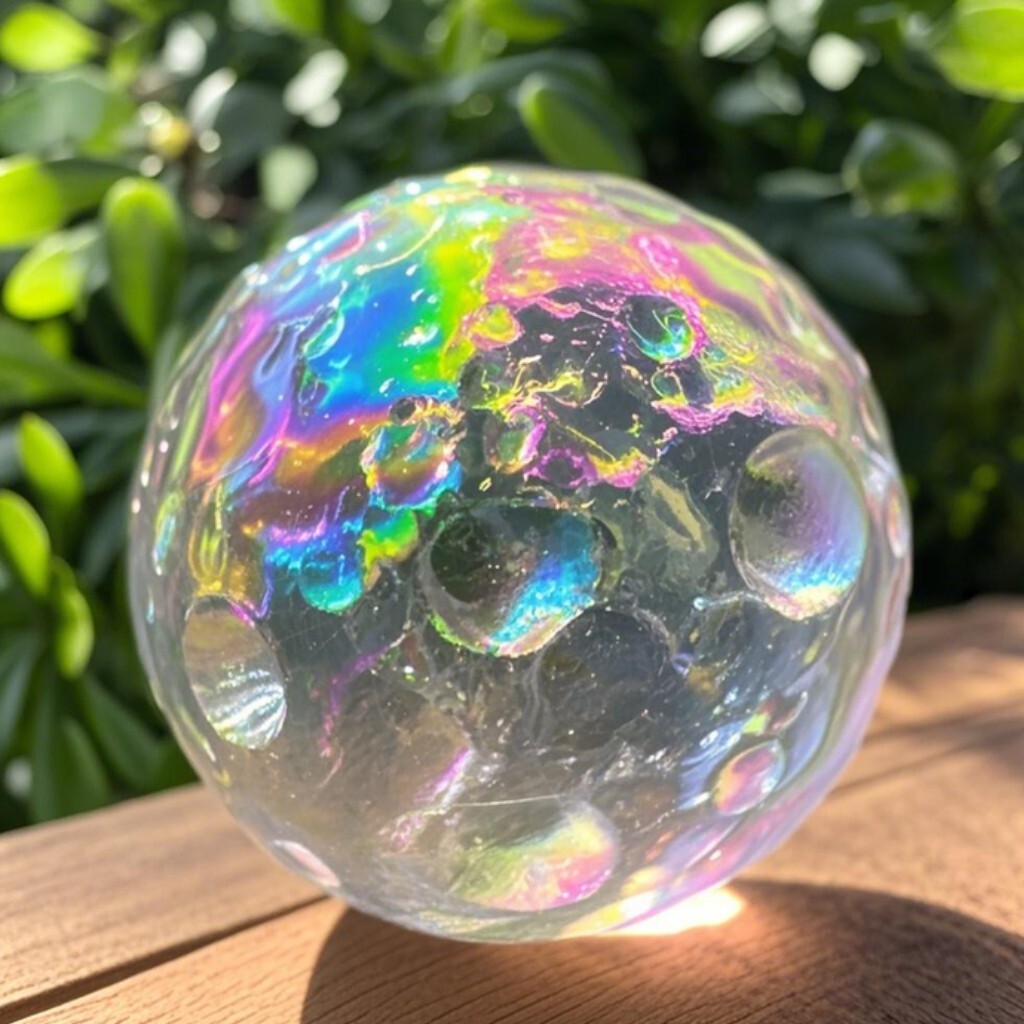 Natural Angel Aura Quartz Full Moon Healing Crystal Carving Sphere Ornament Gift