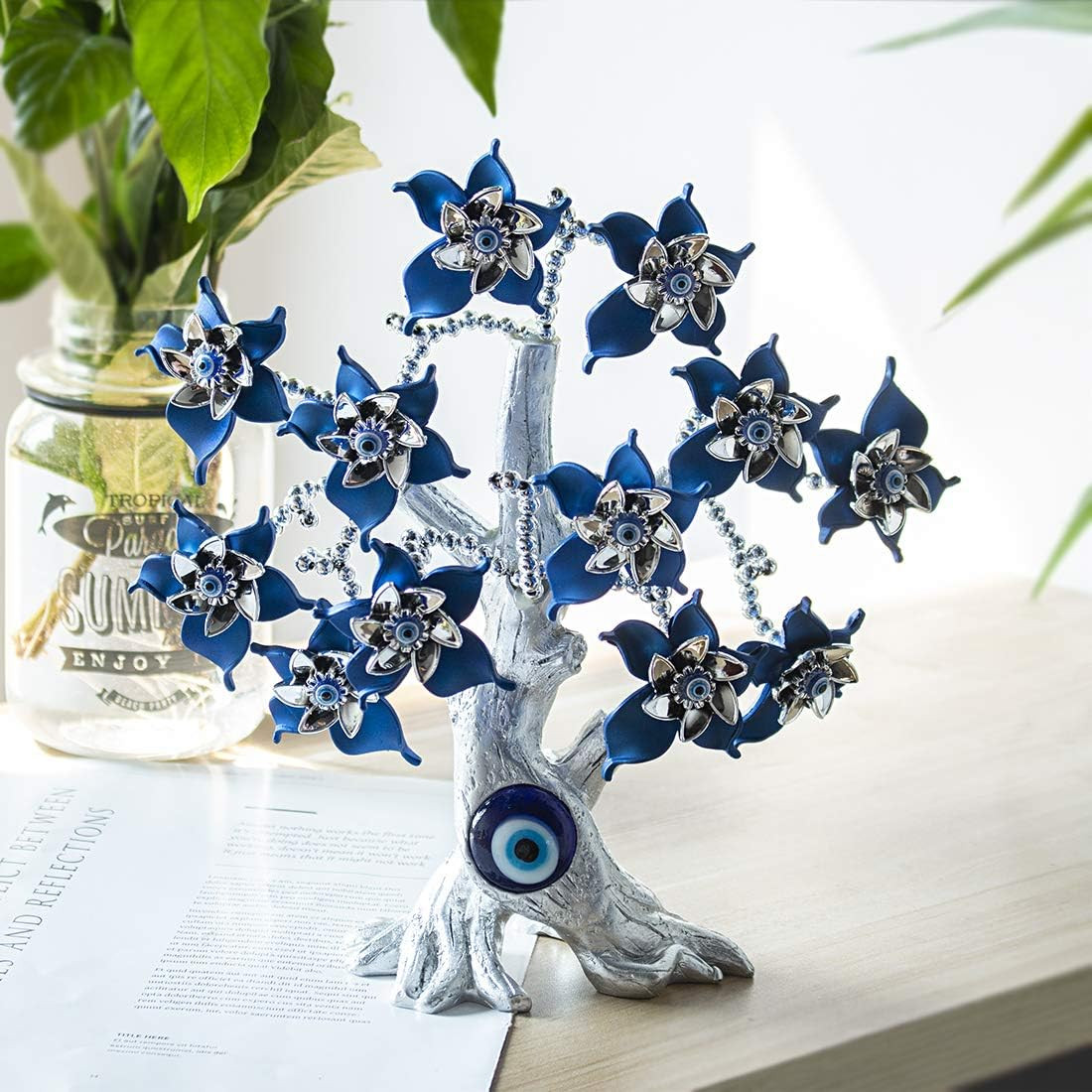 10.4” Turkish Evil Eye Tree Protection Evil Eye Statue for Good Luck,Feng Shui