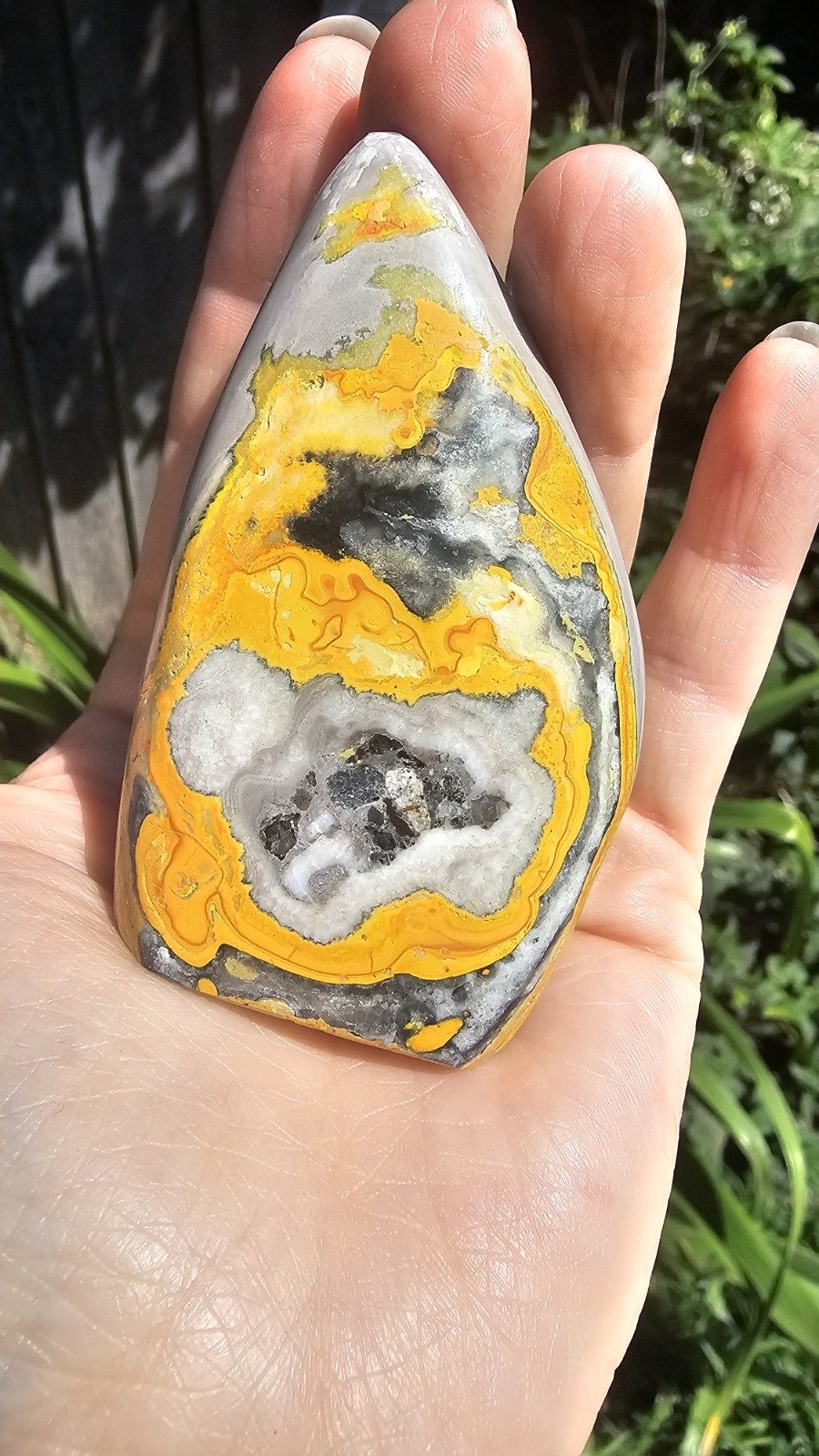 Indonesian Bumblebee Jasper crystal freeform 130g yellow Upliftment 7.6cm