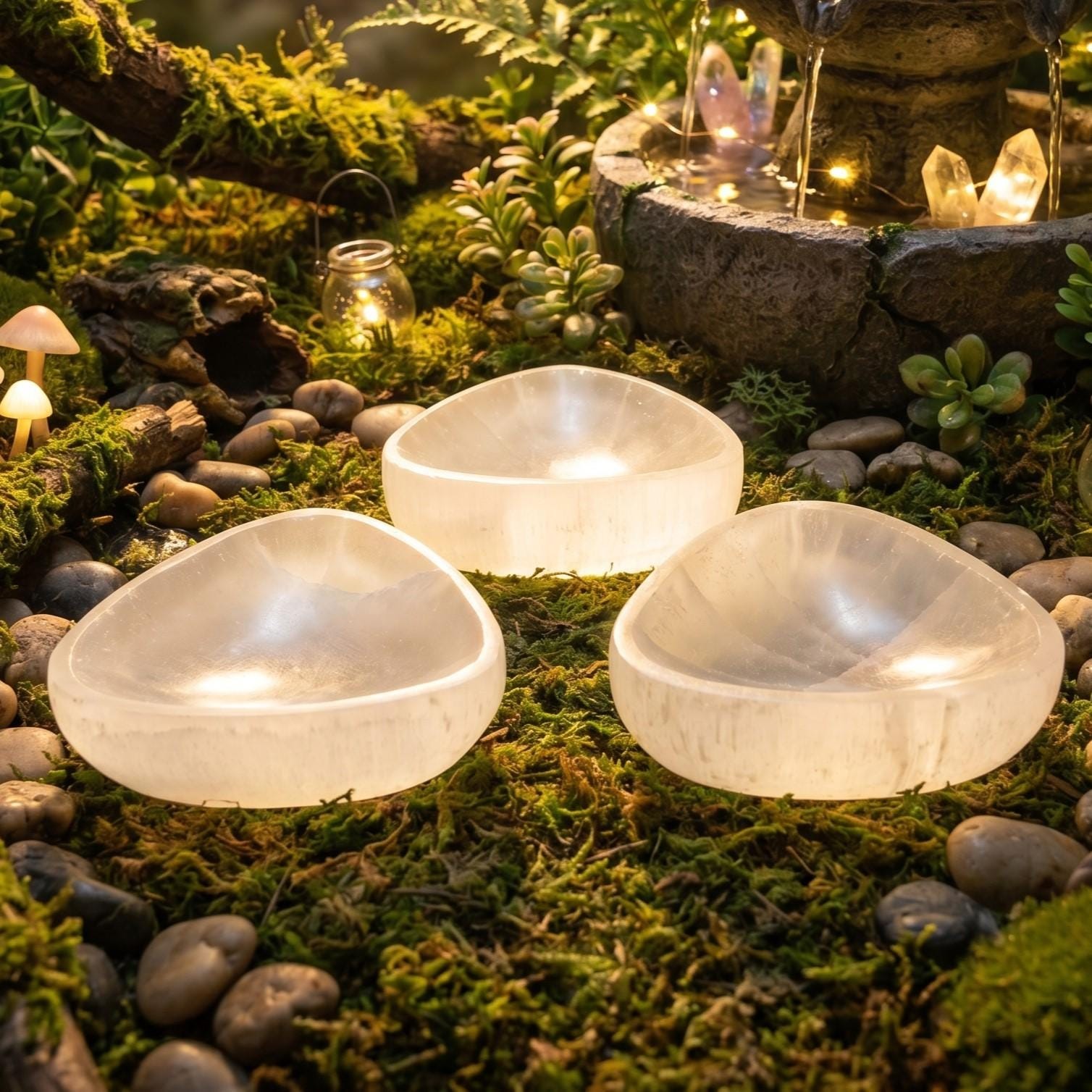 Selenite Satin Spar Crystal Triangle Bowl (3 Inches) Genuine Moroccan Mineral