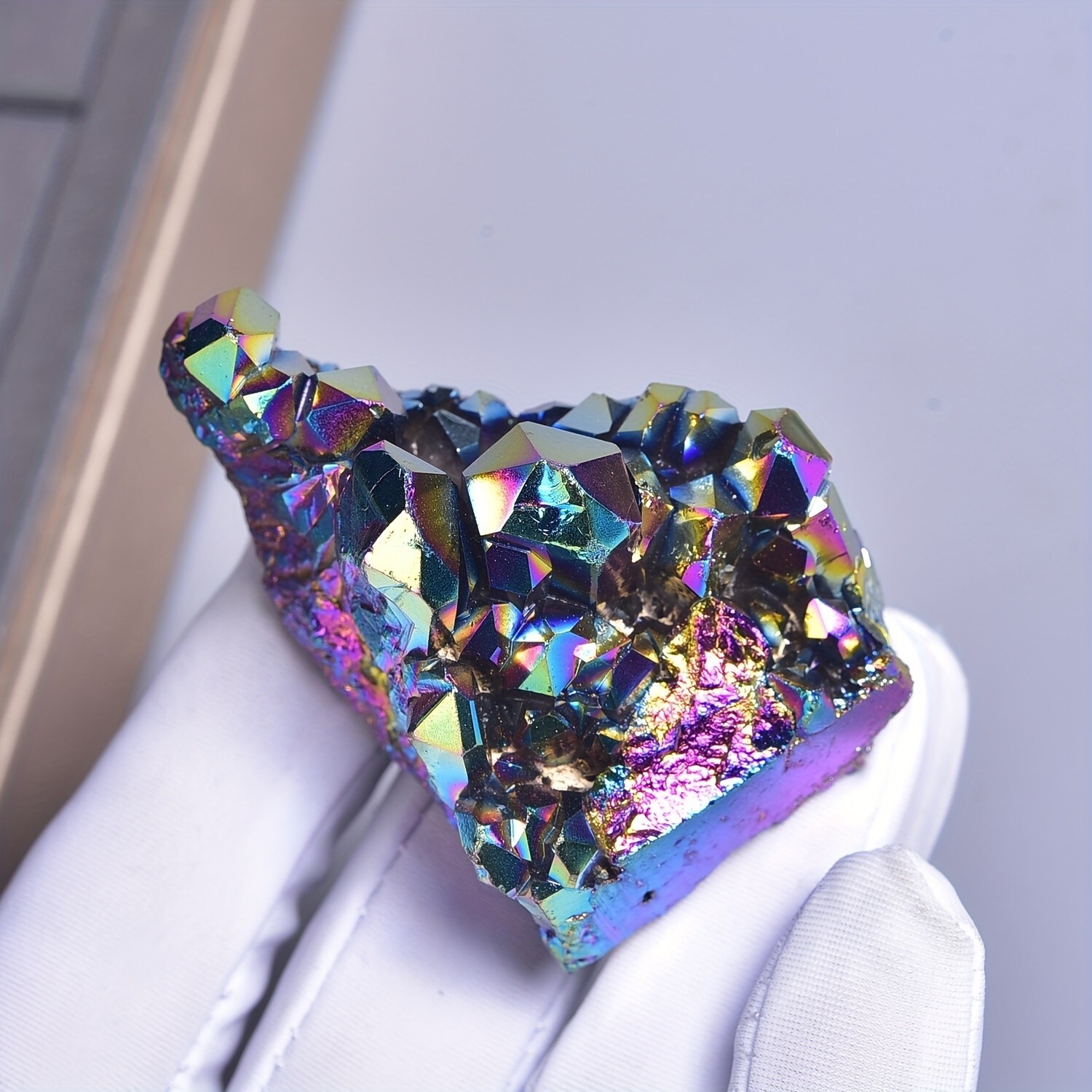 Titanium Quartz Crystal Rainbow Titanium Cluster Mineral Specimen Decoration