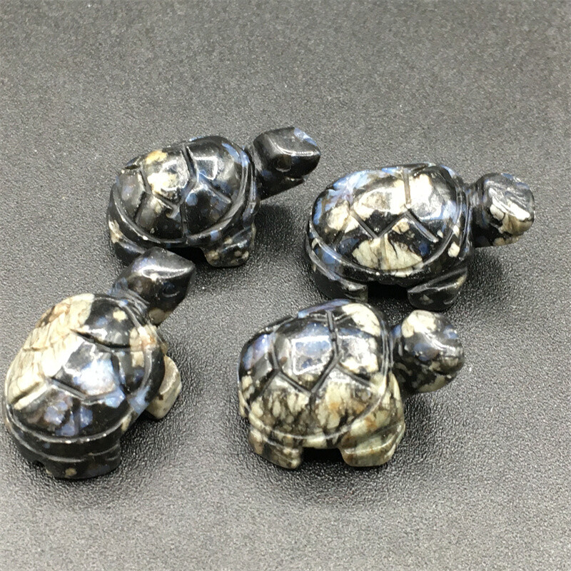 4pcs Natural Llanite Quartz Crystal Hand Carved Tortoise Skull Reiki Healing