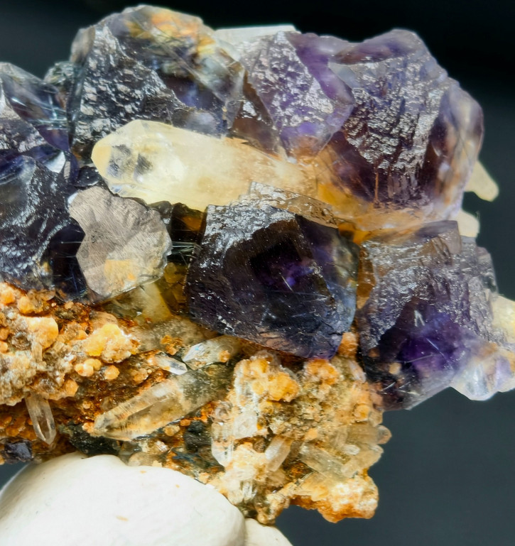 Fluorite with Clear Quartz Bismuthinite Stibnite, Boulangerite Yaogangxian Mine