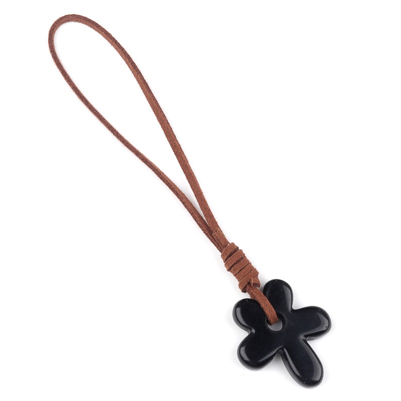 Crystal Agate 5-Petal Flower Pendant DIY Stone Carving Craft Decor Gift