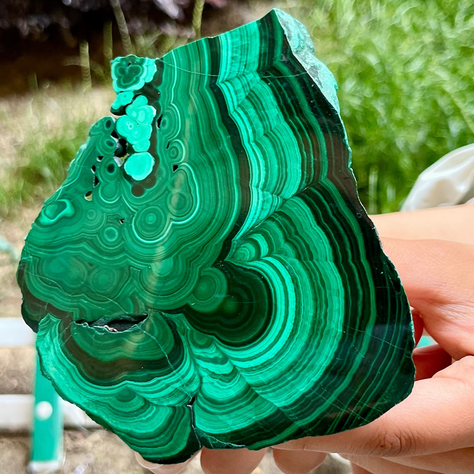 525 g Malachite Polished Slab Green Banded Agate Look Mineral Specimen Reiki