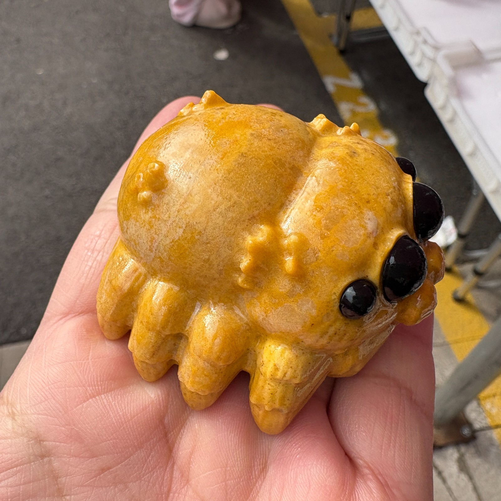 1pc Natural Yellow Jade Quartz Carved Spider Skull Crystal Healing Reiki Decor