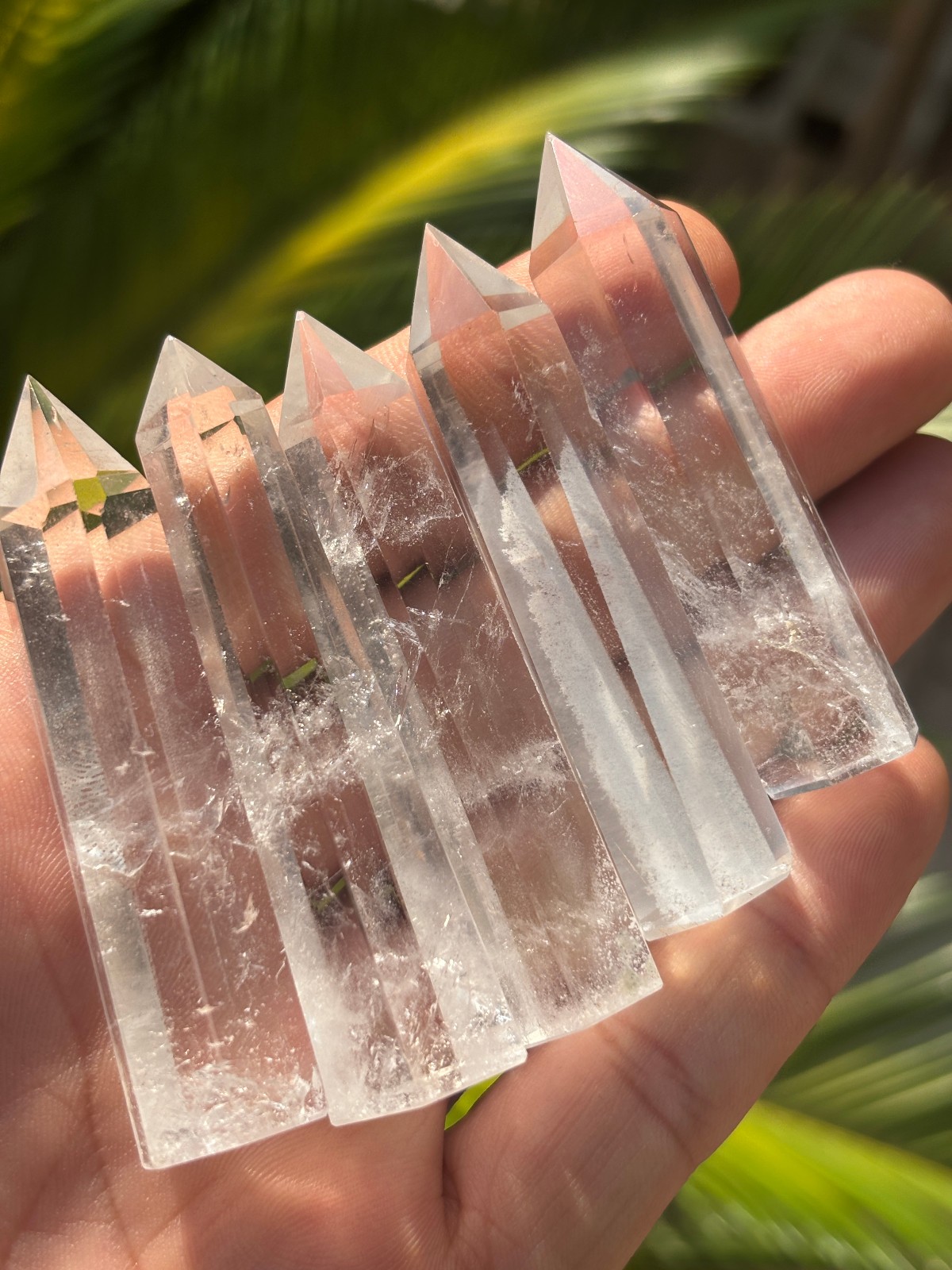 5PCS CLEAR QUARTZ SINGLE THIN PENCIL POINT WAND GEMSTONE CRYSTAL