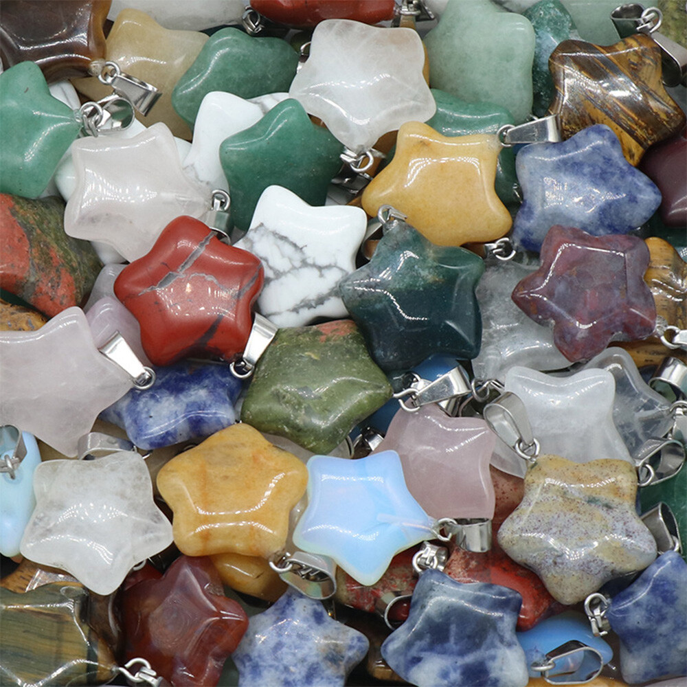 20mm Crystal Star shape Pendant Beads for Jewelry Making Necklace Charm Healing